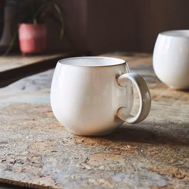 Cooks Professional Stoneware Mug Set of 4 in White and Grey, 490 ml