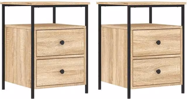 Berkfield Home Set of 2 Bedside Cabinets in Sonoma Oak and Brown, W/D/H: 44 x 45 x 60 cm – 1