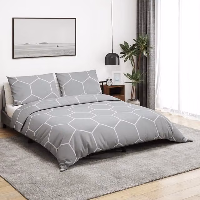 Berkfield Home Grey Cotton Duvet Cover and Pillowcase Set