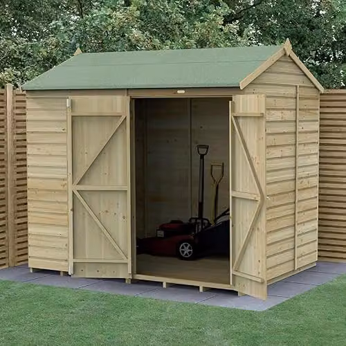 Forest Garden Reverse Apex Wooden Shed with Double Doors in Brown or Green, W: 243.84 cm, D: 182.88 cm, H: 224.47 cm – 2