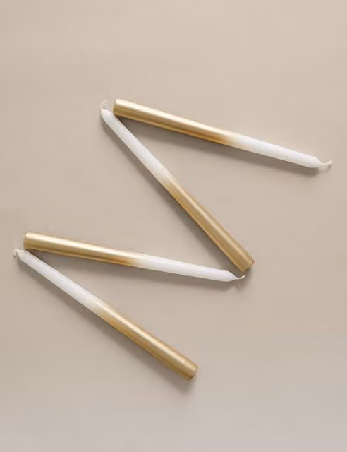 M&S Set of 4 Metallic Ombre Dinner Candles in Gold Mix