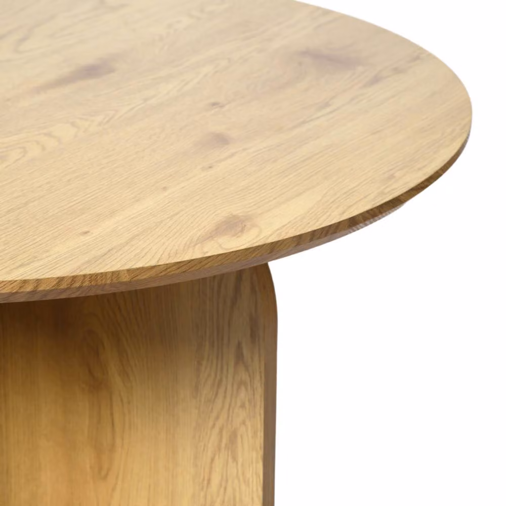 Home Garden Direct NYX Modern Round Dining Table, Light Brown Wood or Stone Effect, Diameter: 100 cm – 4