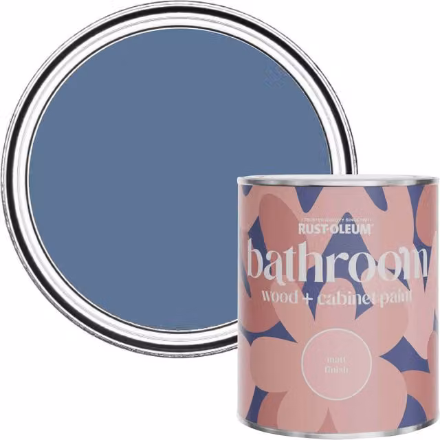 Rust-Oleum Blue Moisture Resistant Bathroom Wood and Cabinet Paint in Matt Finish, Blue River, 750ml