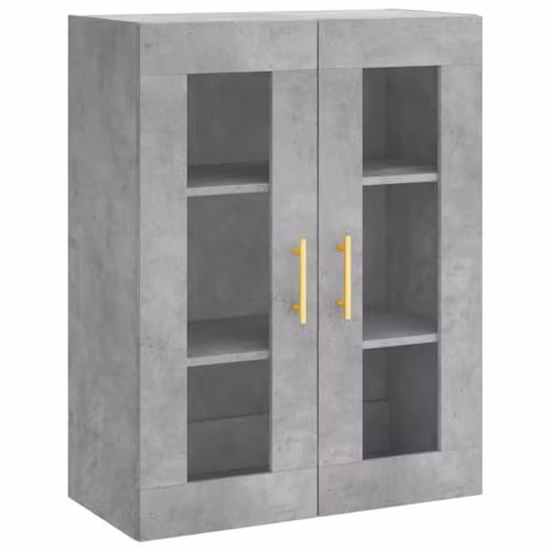 vidaXL Modern Wall Mounted Cabinet with Glass Doors in Grey, W/D/H: 69.5 x 34 x 90 cm – 1