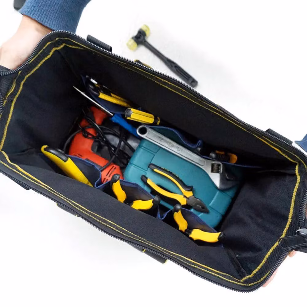 Hinsinc 20 inch Multifunctional Heavy Duty Textile Tool Bag with Shoulder Strap, Multicolour – 4