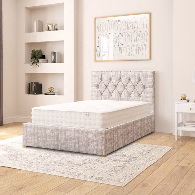 Aspire Grey Velvet Upholstered Ottoman Storage Bed with Lift Up Base, W/D/H: 120 x 200 cm