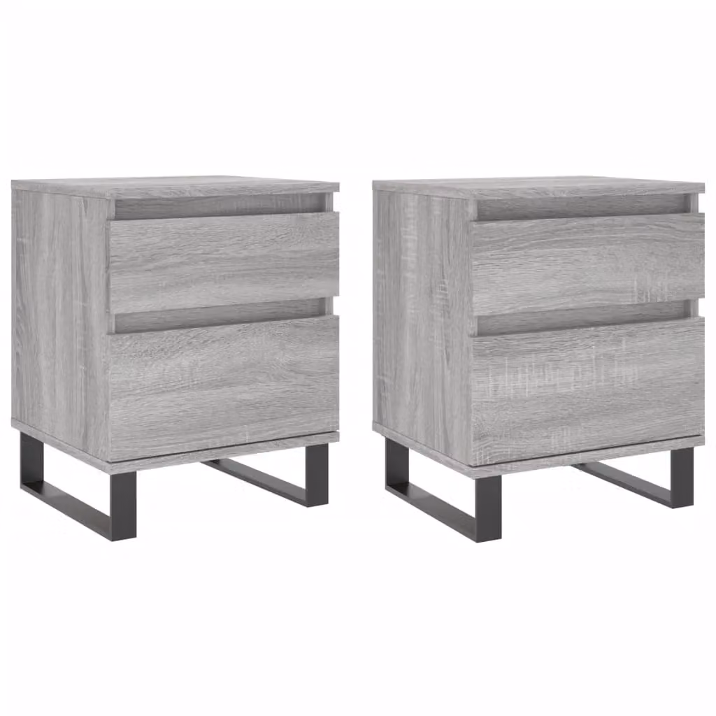 Berkfield Home Set of 2 Bedside Cabinets in Grey Sonoma, W/D/H: 40 x 35 x 50 cm