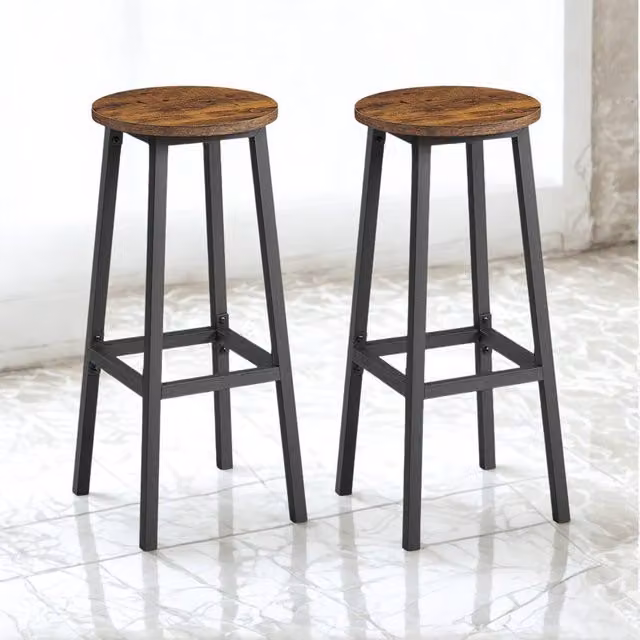 Pirlo Plush Set of 2 Brown Kitchen Counter Height Breakfast Bar Stools
