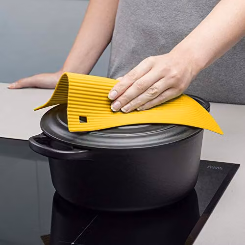 Zeal Silicone Square Non-Slip Hot Mat Trivet with Hanging Loop, Yellow, 22 cm – 3