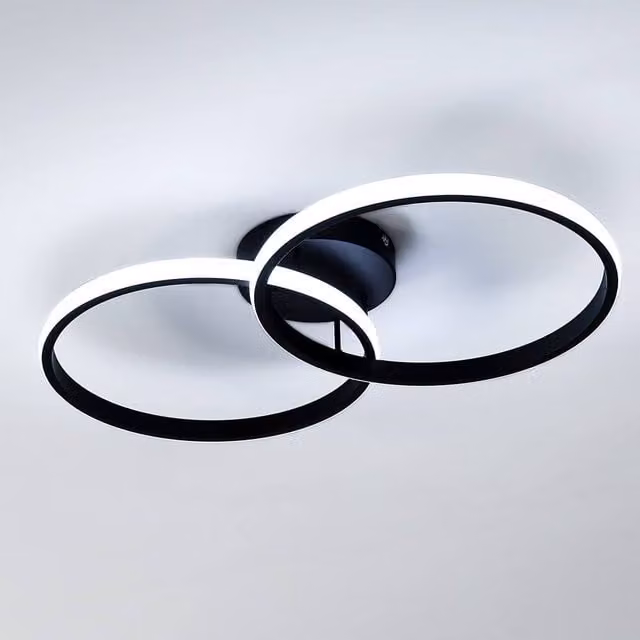 Pheashine Black Intertwined Double Ring LED Ceiling Light, 42W, 6500K Cool White – 1
