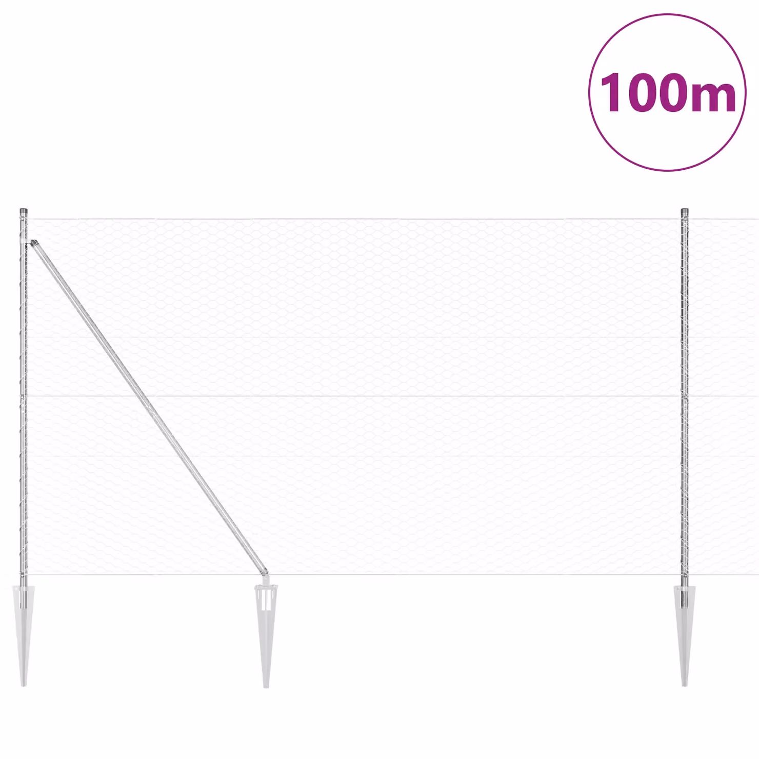 Berkfield Home Hexagon Galvanised Steel Fence in Silver, H: 160 cm x L: 100 m – 2