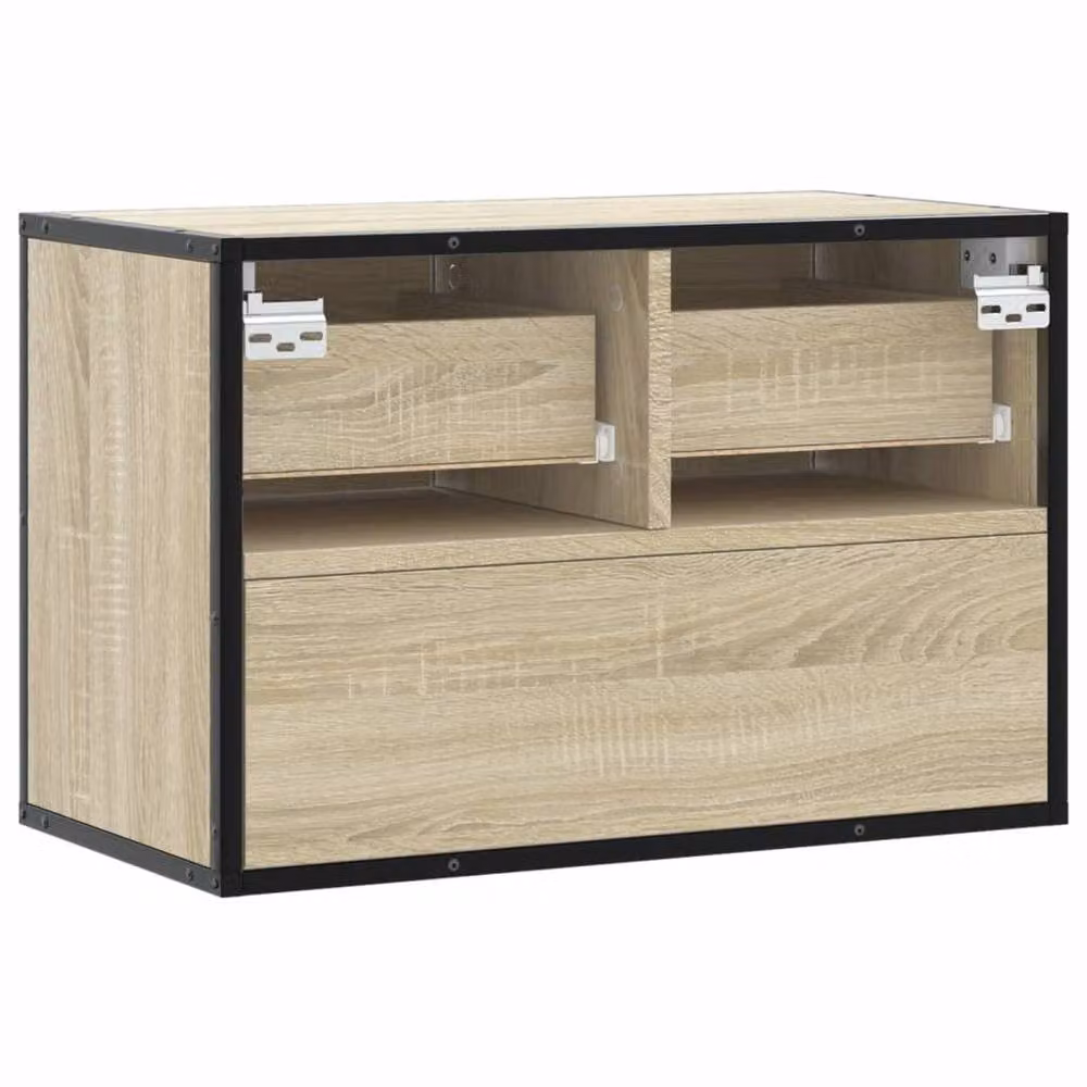 Berkfield Home Industrial TV Cabinet in Sonoma Oak and Beige, W/D/H: 60 x 31 x 39.5 cm – 5
