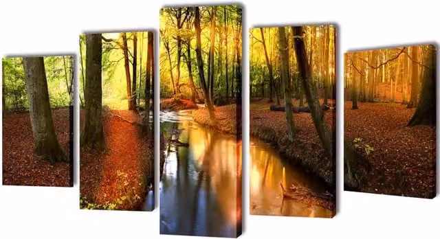 Berkfield Home Forest Nature Canvas Wall Print Set, Multicolour, W: 200 cm x H: 100 cm