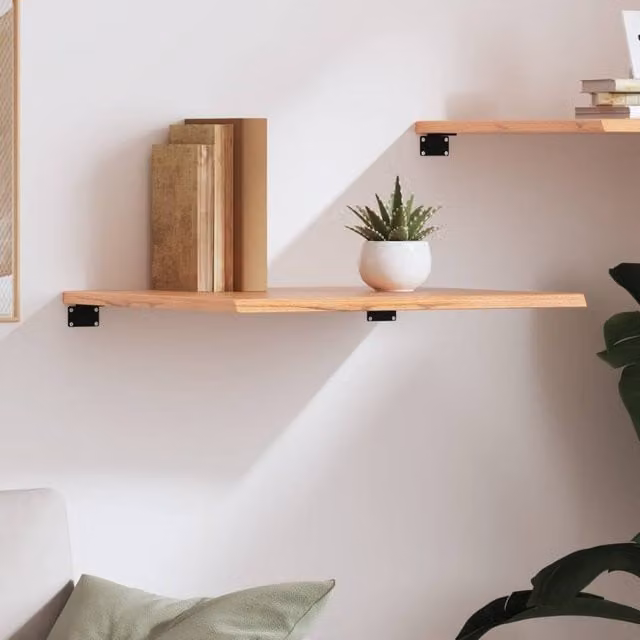 Berkfield Home Wall Mounted Oak Wood Shelf, Light Brown, W/D/H: 60 x 60 x 2 cm