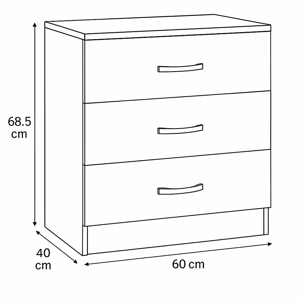 LUXURY LIFE Chilton Modern 3 Drawer Chest of Drawers in Gloss White – 2