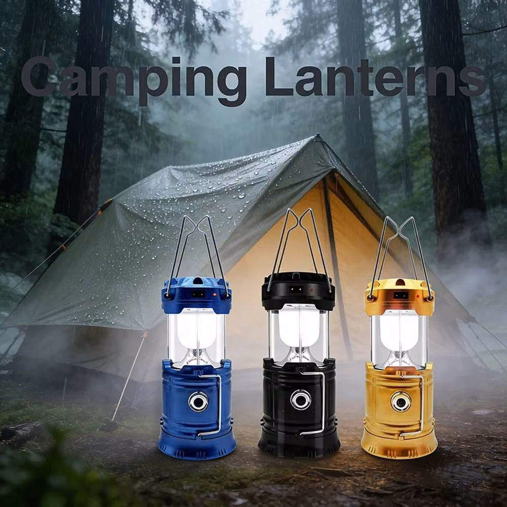 NESTLUNE Gold Vintage Solar LED Camping Lantern with Warm White Light and Adjustable Settings – 2