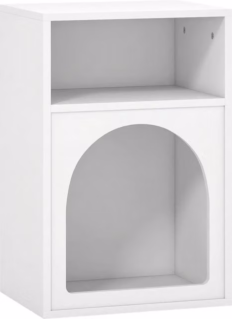 HOMCOM White Bedside Table with 2 Open Compartments