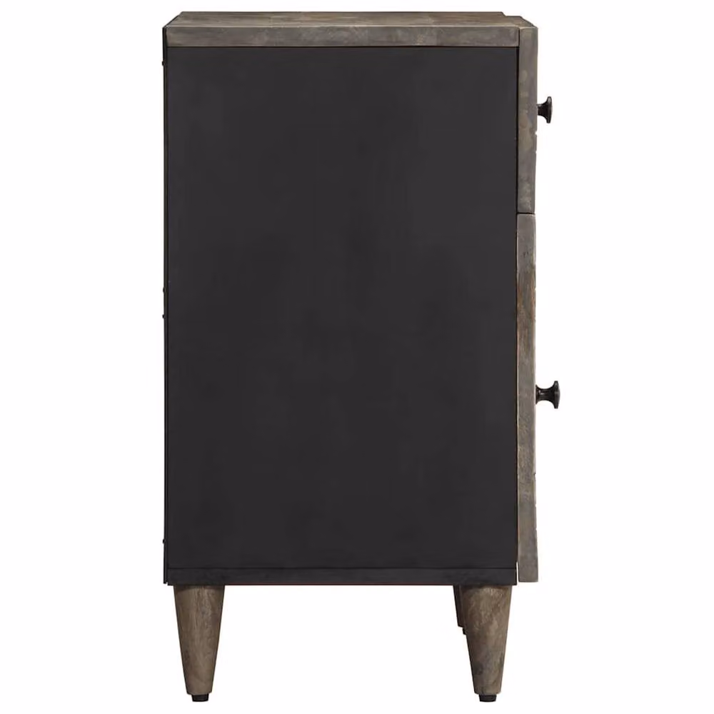 Berkfield Home Beautiful Bedside Cabinet in Light Grey Solid Mango Wood W/D/H: 50 x 33 x 60 cm – 3