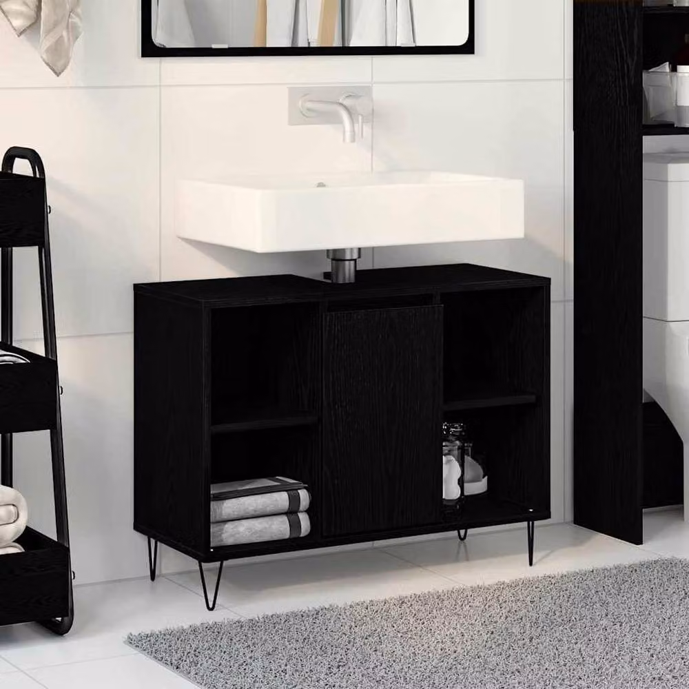 Berkfield Home Black Oak MDF Bathroom Vanity in Black – 2