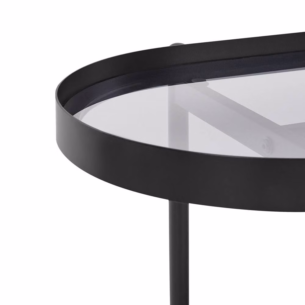 Wyld Haus Viennese Console Table with Black Glass Top, W: 120 cm, D: 42 cm, H: 76 cm – 3