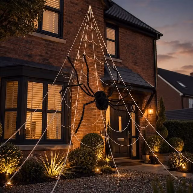 Samuel Alexander 5m Black Outdoor Mega Spider Web with Black Spider Halloween Decoration