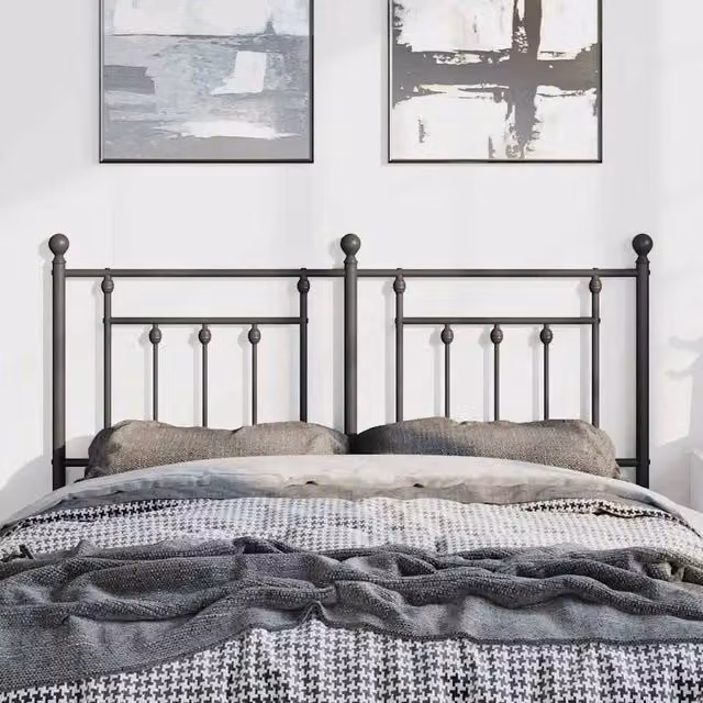 Berkfield Home Classic Metal Headboard in Matt Black, Width: 135 cm – 1