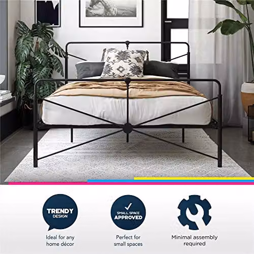DHP Leopold Metal Bed in Black, W/D/H: 140 x 200 cm – 8