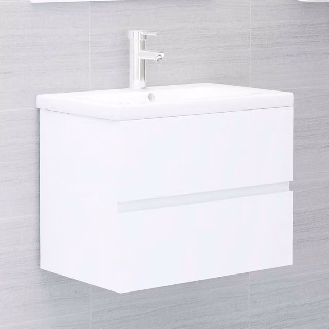 Berkfield Home White Sink Cabinet W: 60 cm, D: 38.5 cm, H: 45 cm