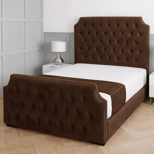Living Comfort Bedz Westminster Upholstered Gas Lift Storage Bed in Brown, W/D/H: 140 x 200 cm