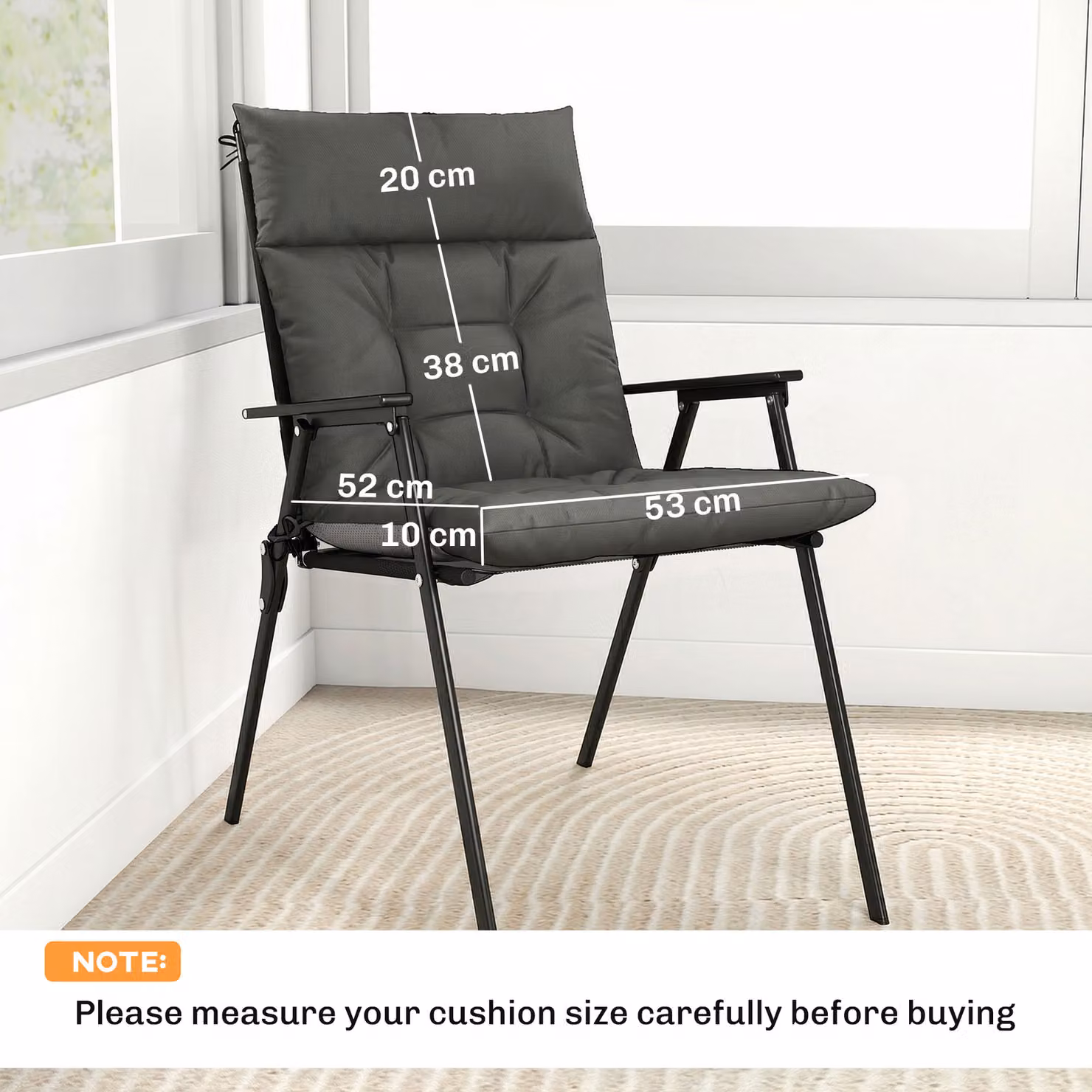 Outsunny Set of 4 Waterproof and UV-Resistant Patio Chair Cushions in Grey, W: 112 cm, D: 53 cm – 3