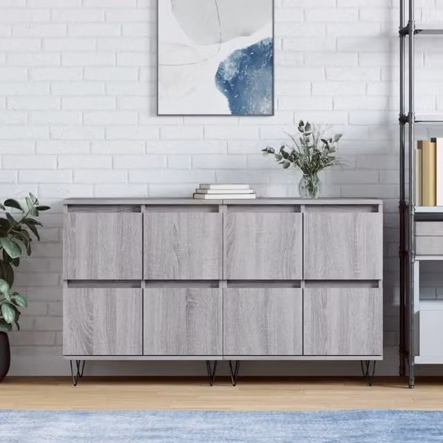 Berkfield Home Set of 2 Grey Sonoma Sideboards in Matt MDF