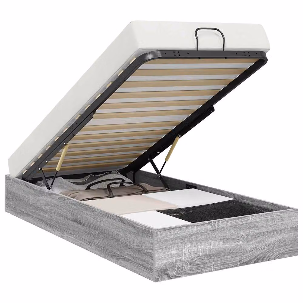 Berkfield Home Grey Ottoman Bed Frame with Lift Up Base, W: 80.5 cm, L: 200 cm – 2
