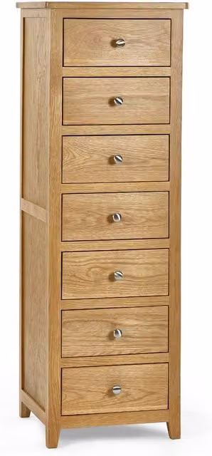 Cheshire Premium Brixton 7 Drawer Narrow Chest in Brown Oak