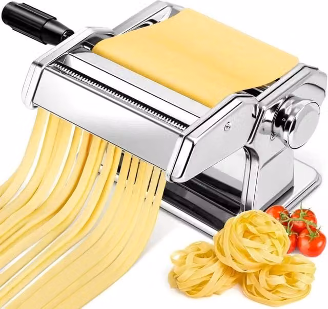 VOGREX 9-Setting Stainless Steel Manual Pasta Maker in Silver – 1