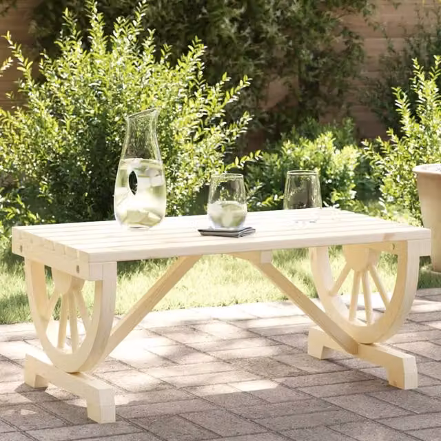 Berkfield Home Rustic Solid Wood Fir Garden Coffee Table, Brown, W/D/H: 90 x 50 x 40 cm