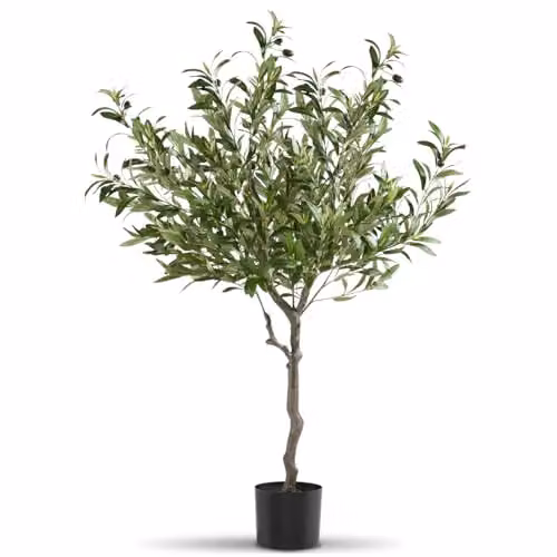 tectake Artificial Mediterranean Olive Tree in Green, Height: 120 cm, W/D/H: 40 x 40 x 120 cm