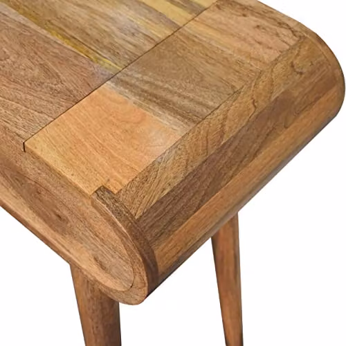 Artisan Furniture Mango Wood Round Dressing Table with Tri-Fold Mirror in Brown – 4