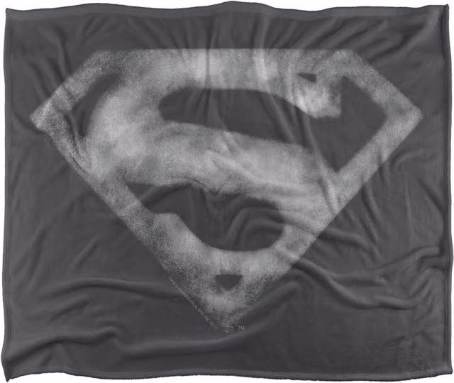 Warner Bros. Smallville S Shield Super Soft Fluffy Polyester Throw Blanket in Grey and Multicolour