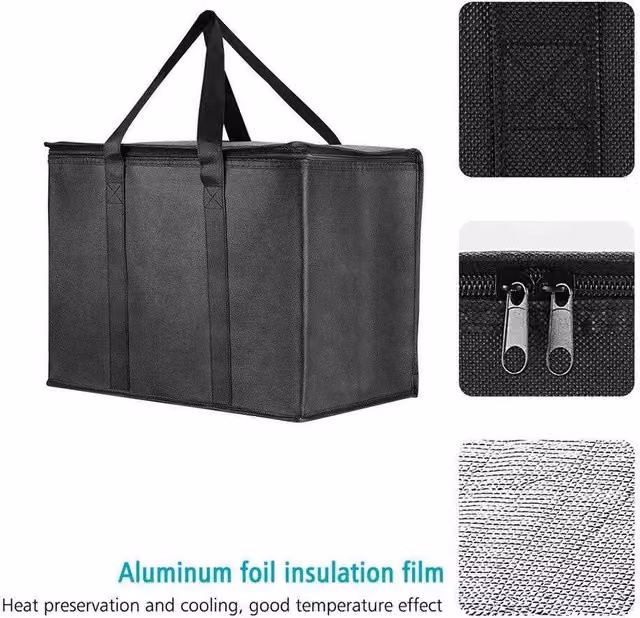 FLAVORA Insulated Pizza Takeaway Food Delivery Bag, Black, 70 Litres, W: 100 cm, H: 15 cm, D: 15 cm