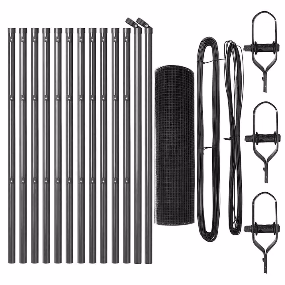 Berkfield Home Modern Welded Wire Fence with 13 Posts, Grey Powder-Coated Steel, W: 25 m, H: 0.6 m – 4