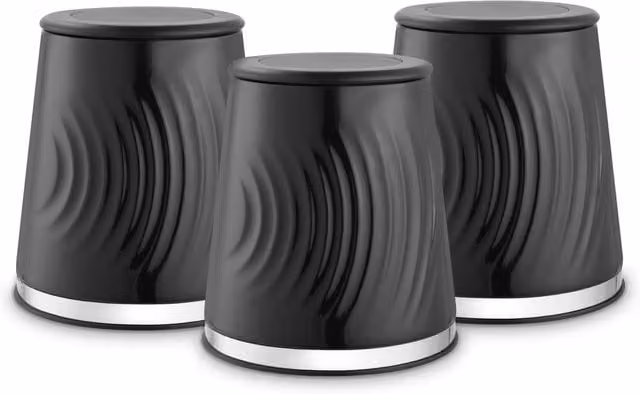 Tower Sonar Set of 3 Metal Canisters, Black