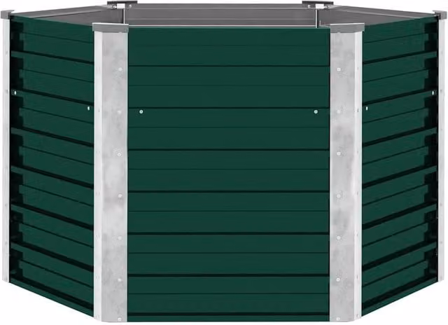 Berkfield Home Garden Green Galvanised Steel Raised Bed W/D/H: 129 x 129 x 77 cm