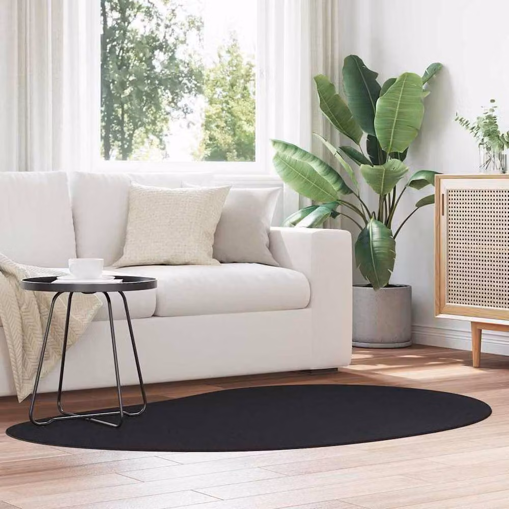 Berkfield Home Modern Black Polyester Non-Slip Washable Area Rug W: 120 cm, D: 170 cm – 2