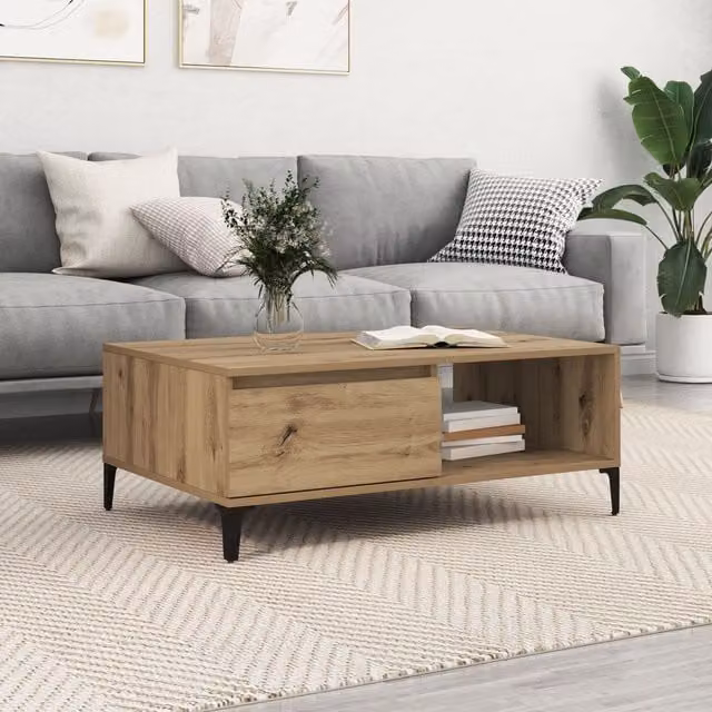 Berkfield Home Artisan Oak Coffee Table in Brown, W/D/H: 90 x 60 x 35 cm – 1