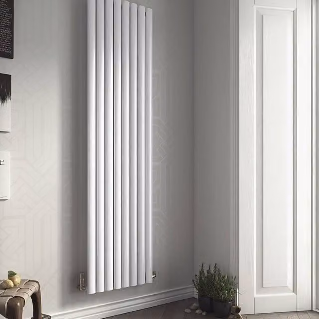 Bathroom Kingdom Nova White Double Oval Vertical Radiator W: 60.0 cm, H: 116.4 cm