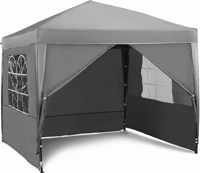 VonHaus Heavy Duty Pop Up Gazebo with Sides, Grey, 2.5m