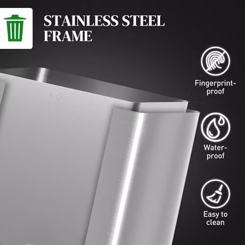HOMCOM Dual Kitchen Pedal Bin with Soft Close Lids and Odour Filter, Stainless Steel, Silver Tone, W/D/H: 43.2 x 30.0 x 36.6 cm – 6