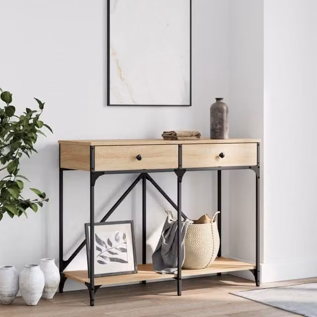 Berkfield Home Sonoma Oak Console Table in Brown, W: 100 cm, D: 39 cm, H: 78.5 cm