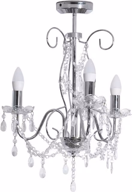 ValueLights Viscount 3 Way Jewel Chandelier Ceiling Pendant Light in Silver and Black Metal with Crystal