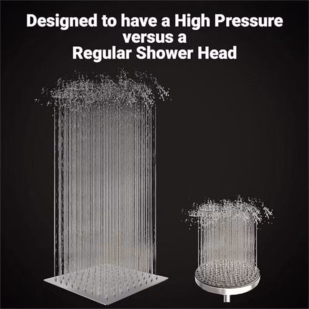 EONLION 25.4 cm Large Square Overhead Shower Head in Silver Chrome – 3